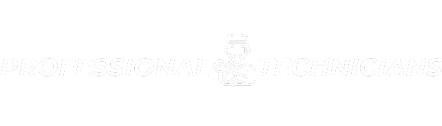 Professional Technicians logo. The graphic features the words Professional Technicians in bold white letters, with a technician icon.